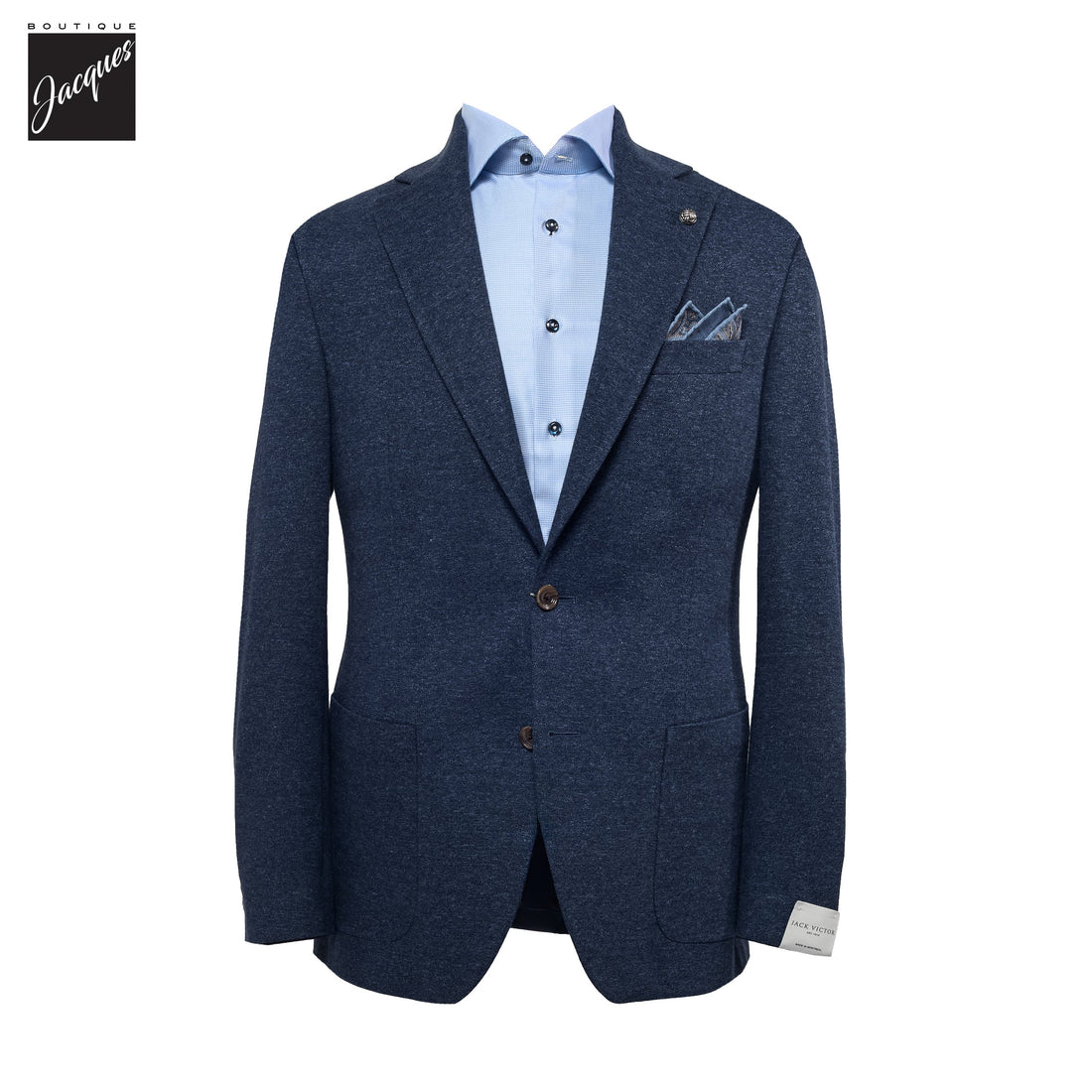 Blue Wool-Cotton Hampton Contemporary Fit Comfortwear Sport Jacket - Jack Victor