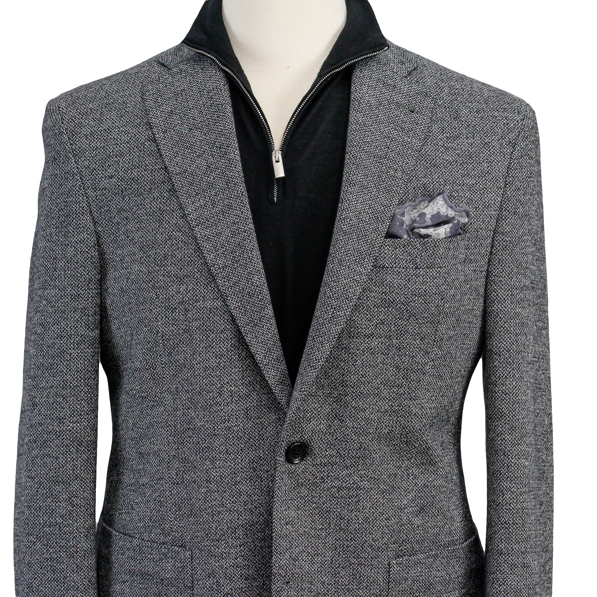 Gray Herringbone Hampton Contemporary Fit Cotton-Wool Knit Jacket - Jack Victor - Boutique Jacques Last Call