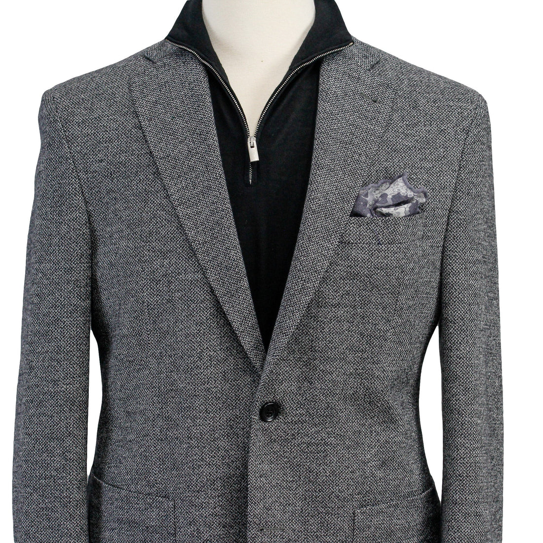 Gray Herringbone Hampton Contemporary Fit Cotton-Wool Knit Jacket - Jack Victor - Boutique Jacques Last Call
