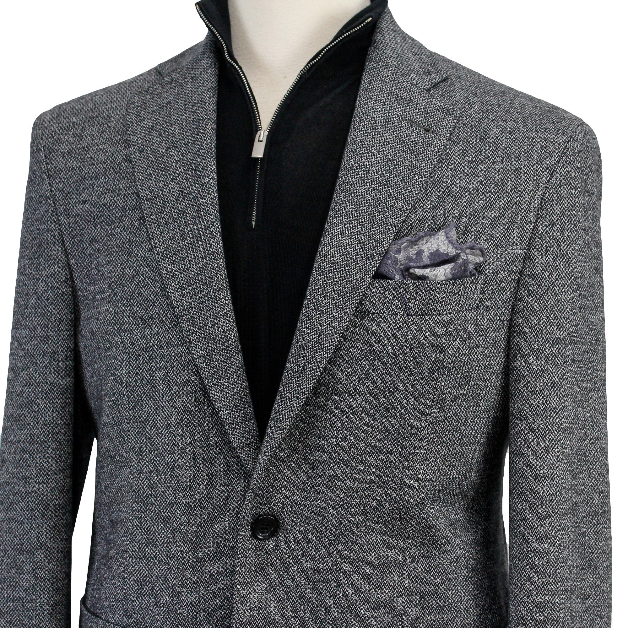 Gray Herringbone Hampton Contemporary Fit Cotton-Wool Knit Jacket - Jack Victor - Boutique Jacques Last Call