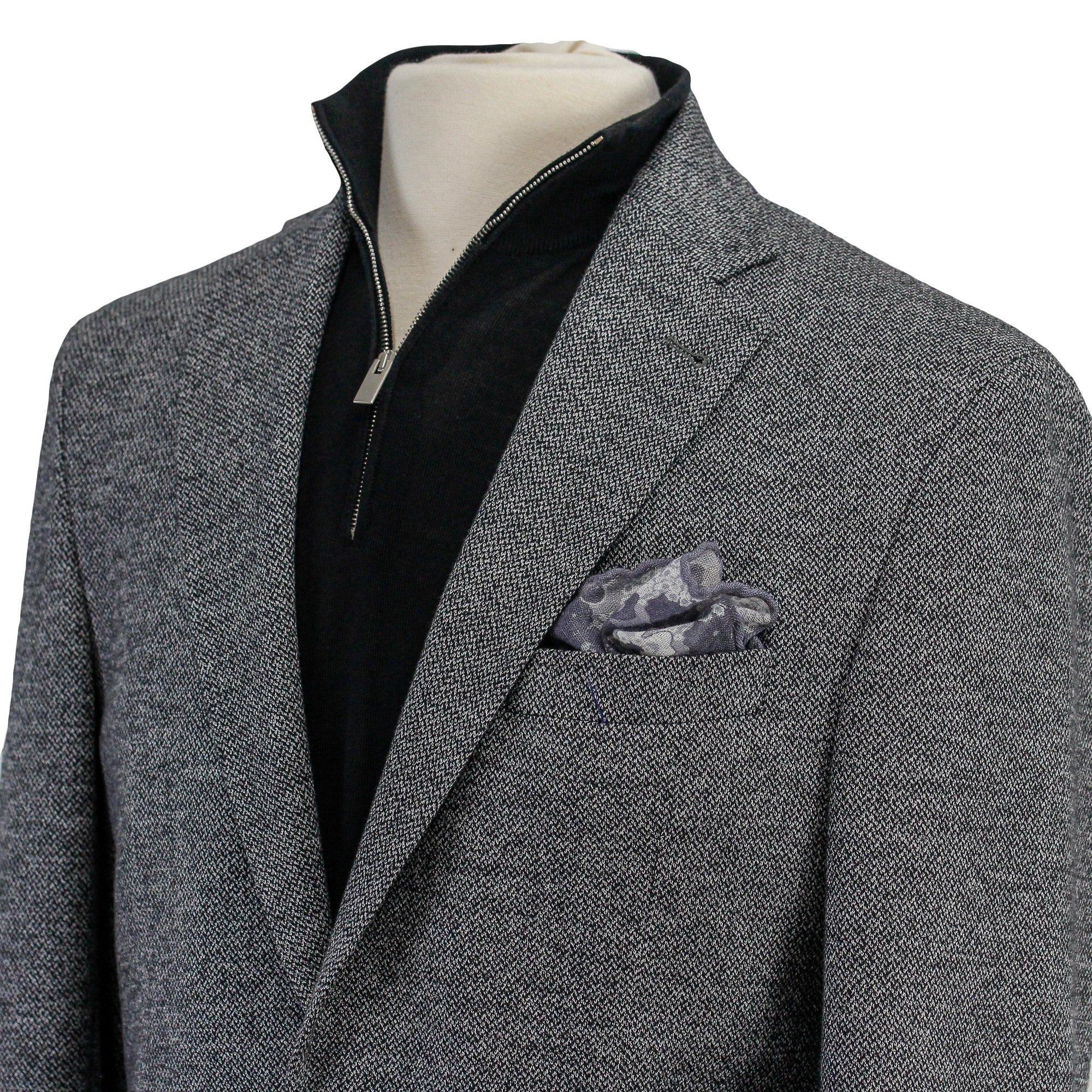 Gray Herringbone Hampton Contemporary Fit Cotton-Wool Knit Jacket - Jack Victor - Boutique Jacques Last Call