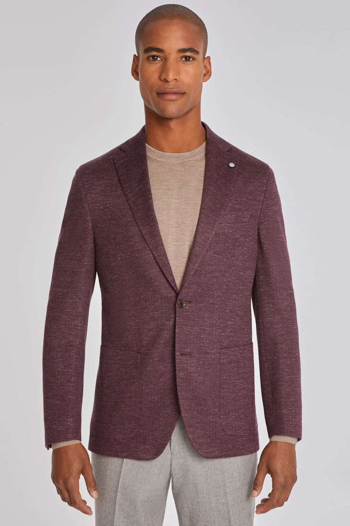 Berry Melange Hartford Contemporary Fit Unconstructed Sport Jacket - Jack Victor