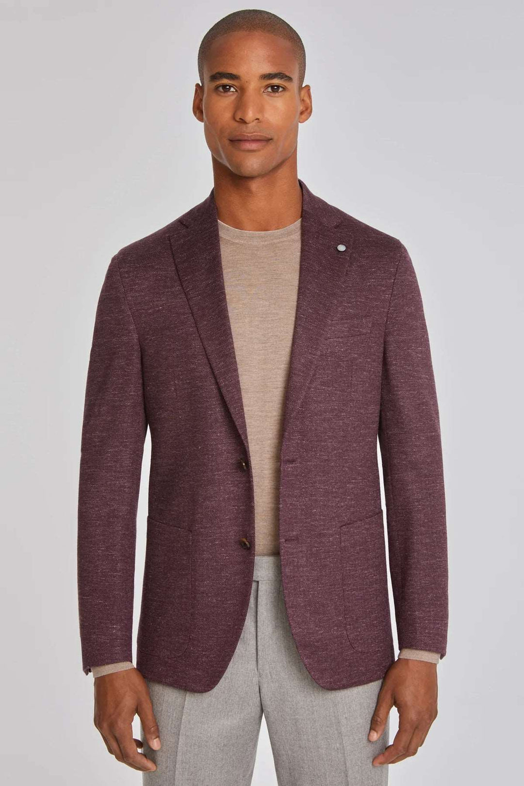 Berry Melange Hartford Contemporary Fit Unconstructed Sport Jacket - Jack Victor