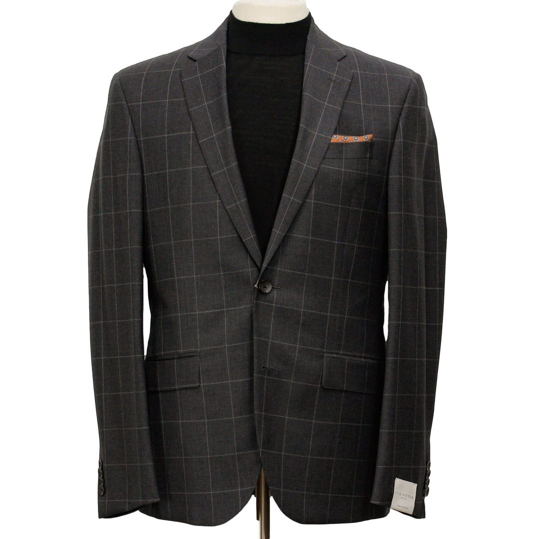Charcoal Window-pane Check - Fraser Slim Fit Suit Jack Victor - Boutique Jacques Last Call