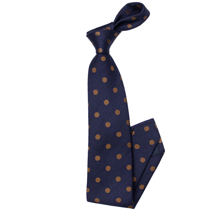Dark Blue Polka Dot Silk Woven Tie - Paolo Albizzati