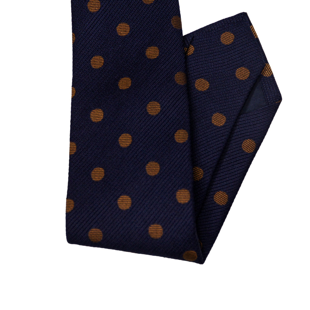 Dark Blue Polka Dot Silk Woven Tie - Paolo Albizzati