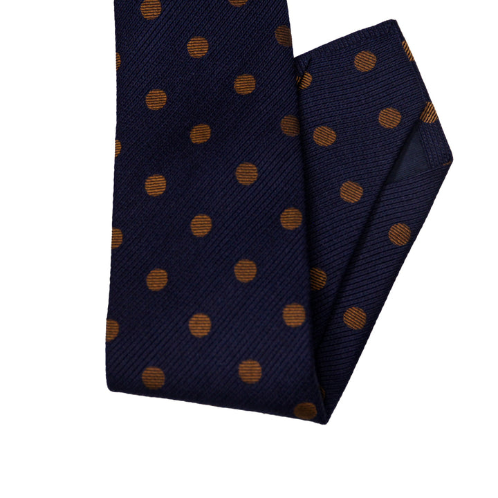 Dark Blue Polka Dot Silk Woven Tie - Paolo Albizzati