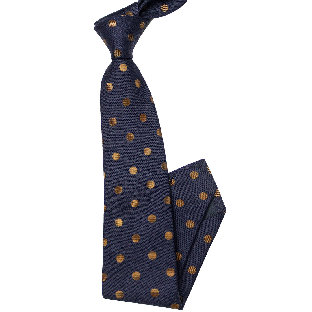Dark Blue Polka Dot Silk Woven Tie - Paolo Albizzati