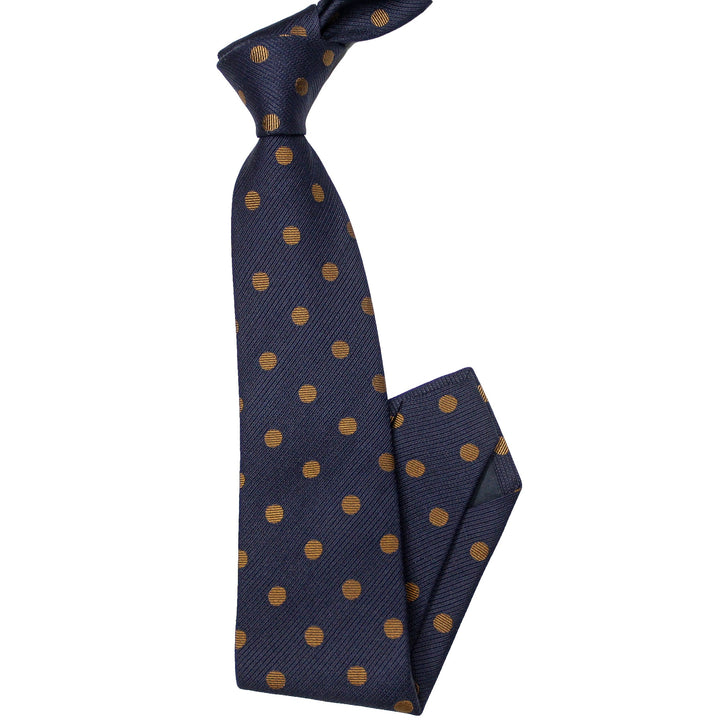 Dark Blue Polka Dot Silk Woven Tie - Paolo Albizzati
