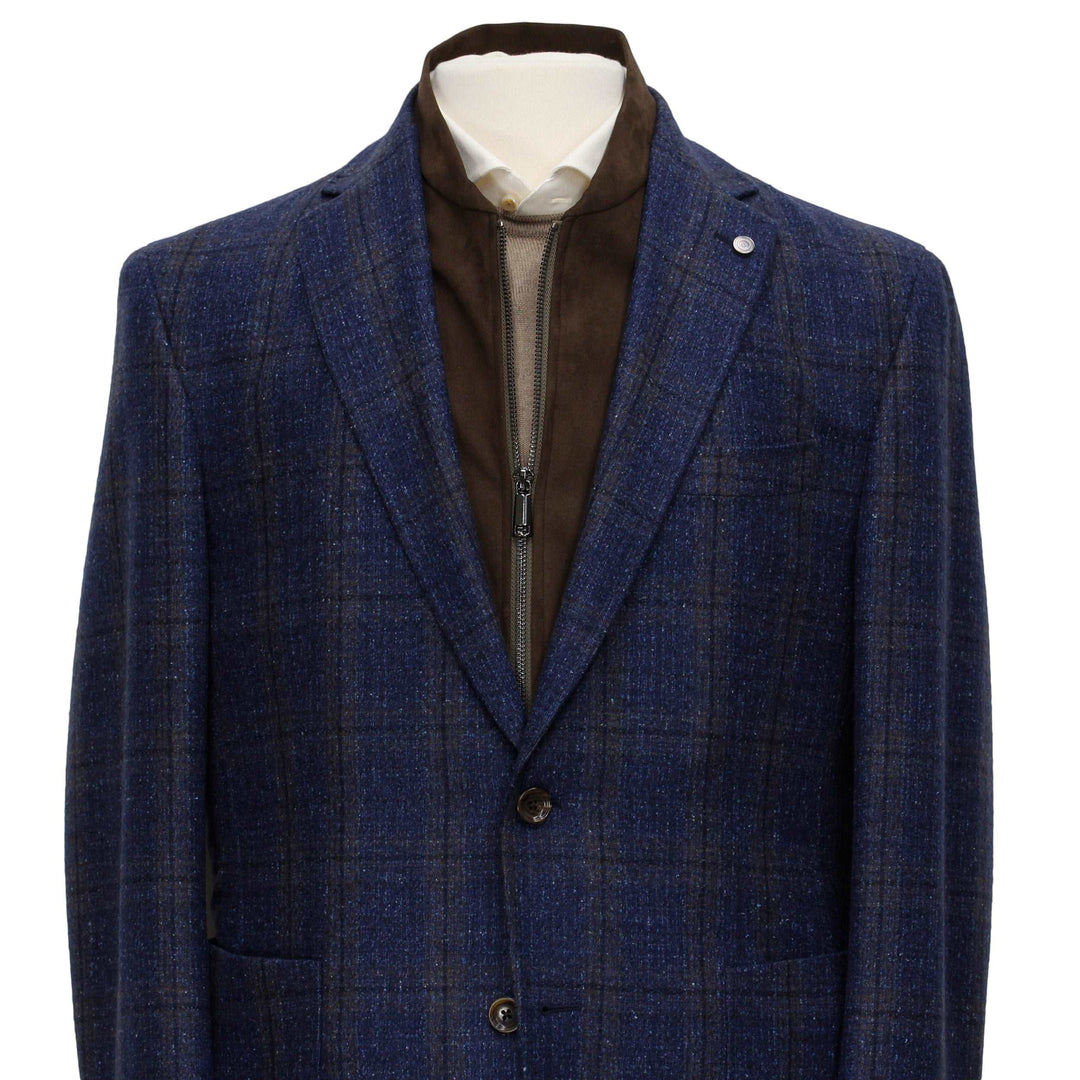 Blue and Brown Cole Classic Fit Hybrid Sport Jacket - Jack Victor