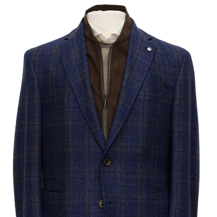 Blue and Brown Cole Classic Fit Hybrid Sport Jacket - Jack Victor