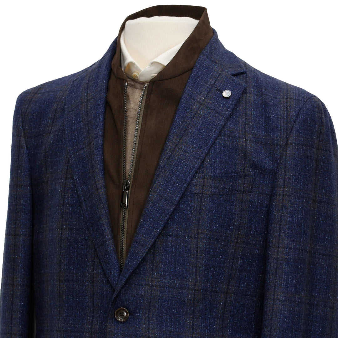 Blue and Brown Cole Classic Fit Hybrid Sport Jacket - Jack Victor
