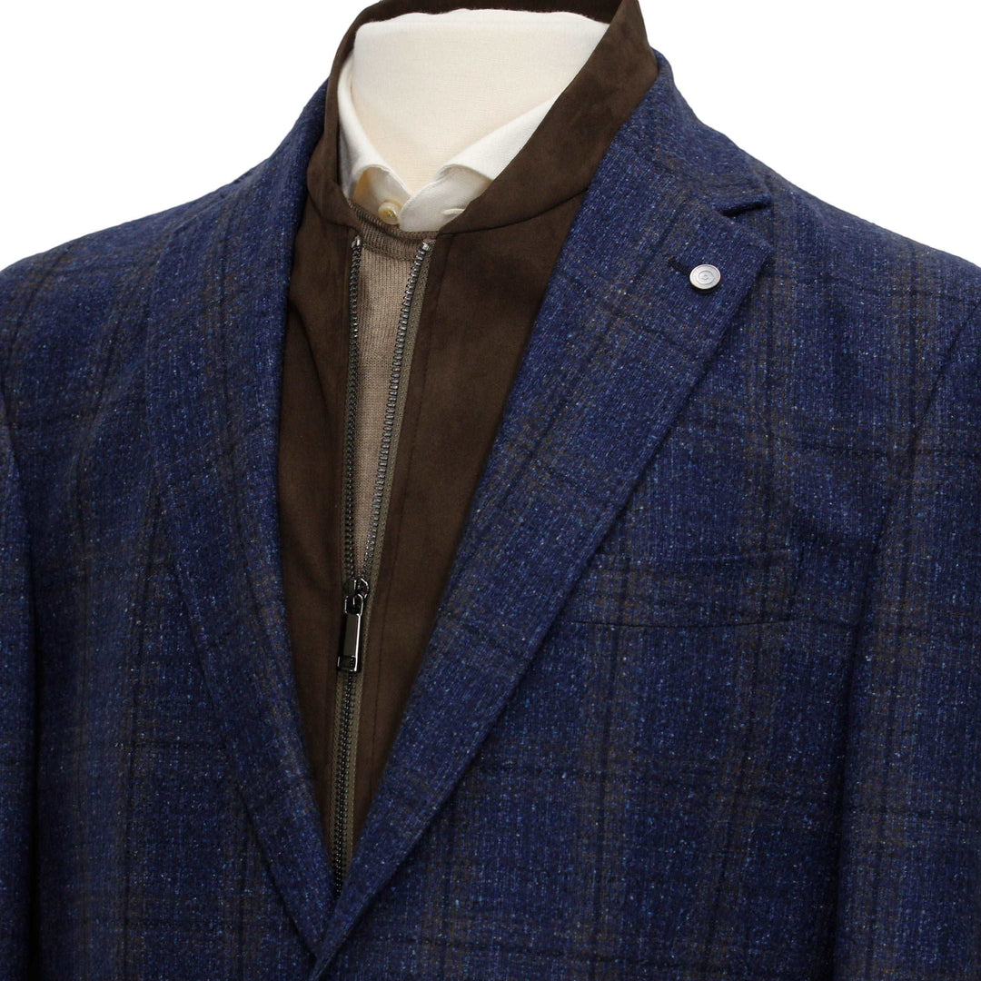 Blue and Brown Cole Classic Fit Hybrid Sport Jacket - Jack Victor