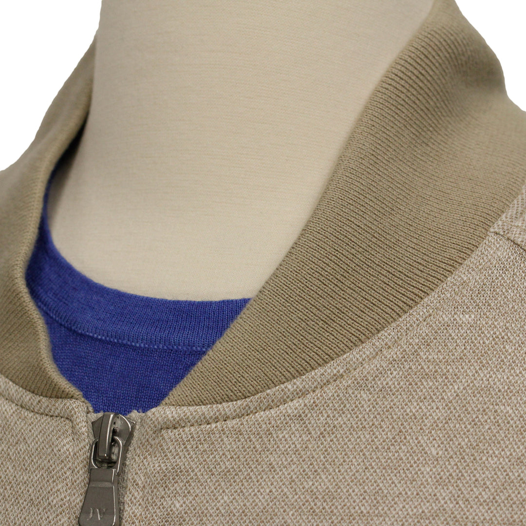 Light Beige Full Zip Bomber Sweater - Jack Victor - Boutique Jacques Last Call