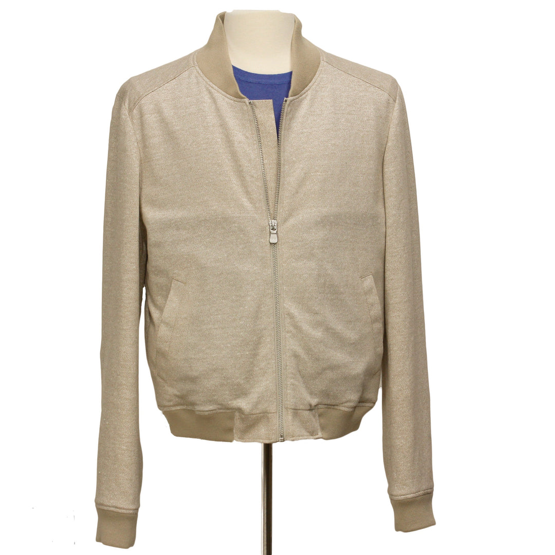 Light Beige Full Zip Bomber Sweater - Jack Victor - Boutique Jacques Last Call