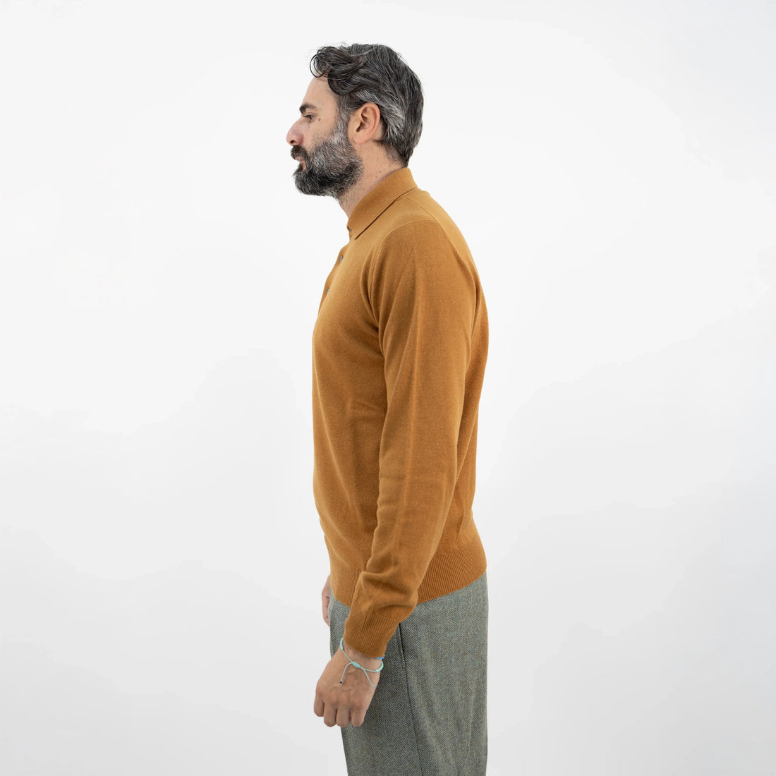 Caramel Brown Royal Merino Wool Polo Shirt - FILIPPO DE LAURENTIIS - Boutique Jacques Last Call