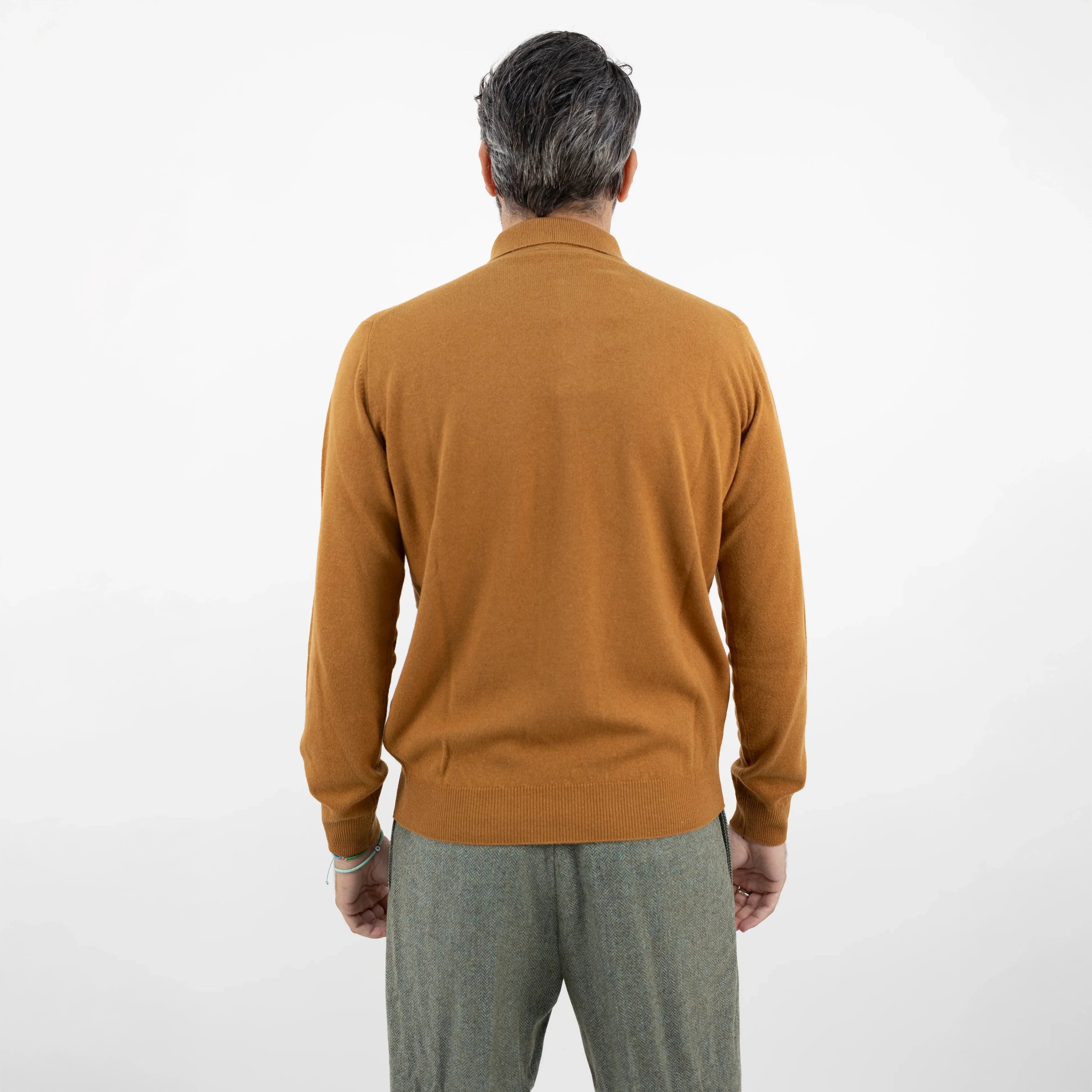 Caramel Brown Royal Merino Wool Polo Shirt - FILIPPO DE LAURENTIIS - Boutique Jacques Last Call