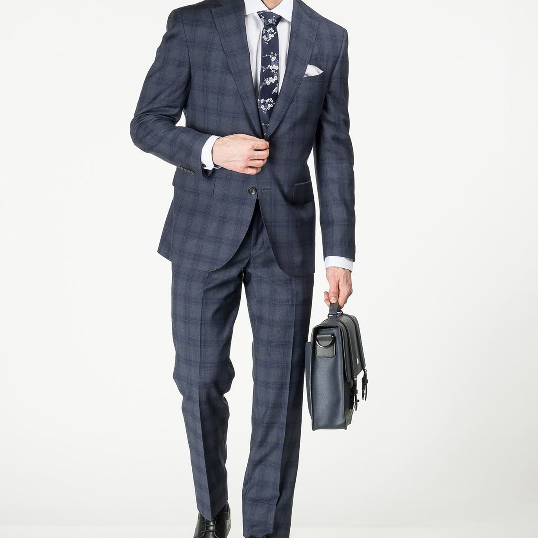 Blue Tonal Check Urban Slim Sartorial Fit Wool Suit - Jack Victor - Boutique Jacques Last Call
