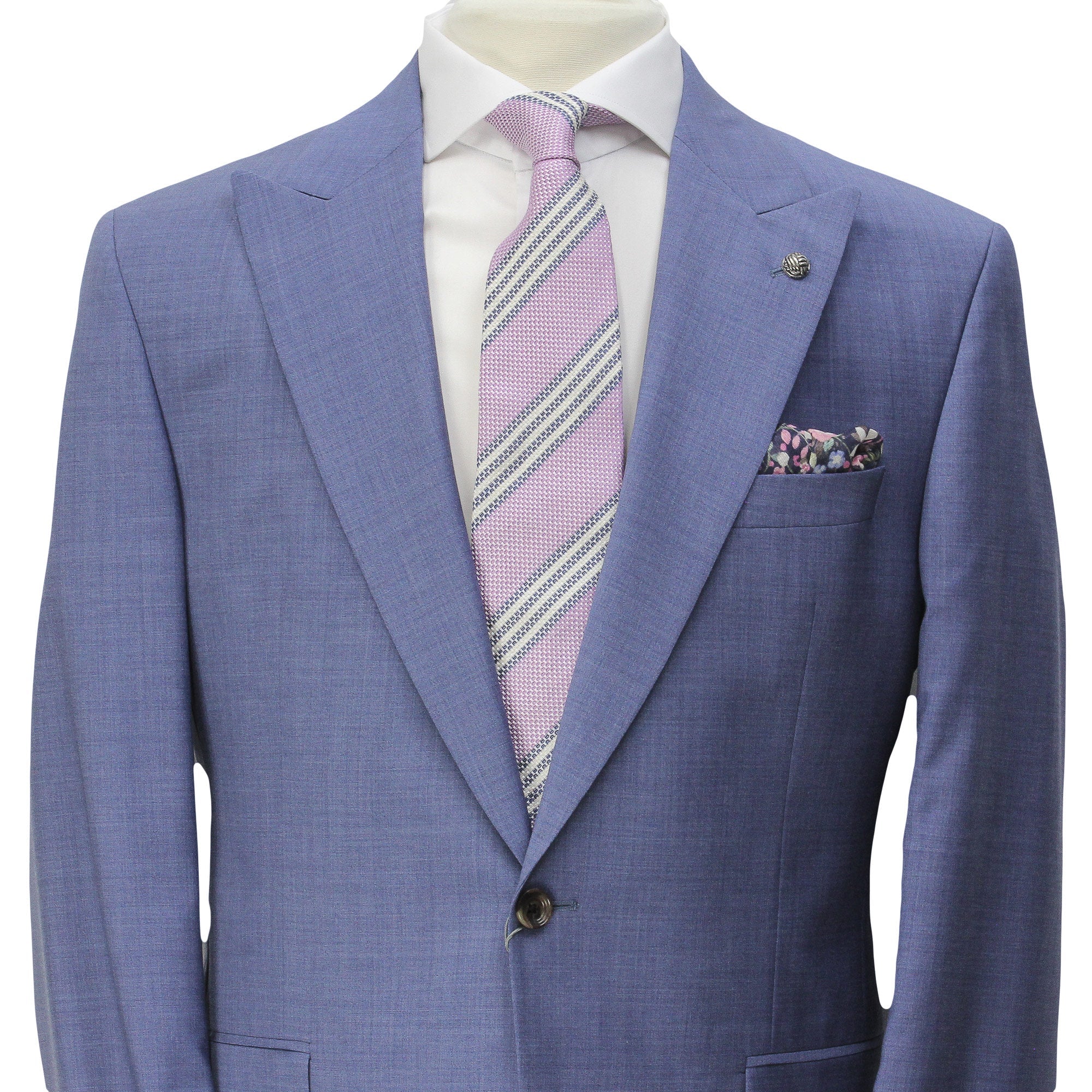 Light Blue Neat Peak Lapel Engel Modern Fit Wool Suit - Jack Victor