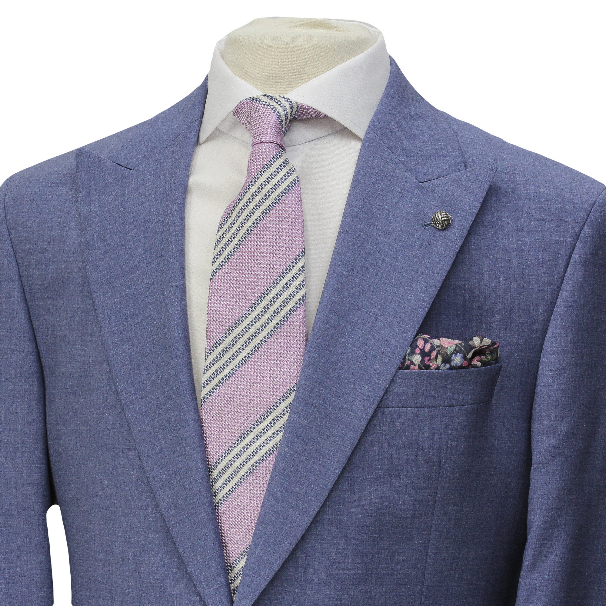 Light Blue Neat Peak Lapel Engel Modern Fit Wool Suit - Jack Victor