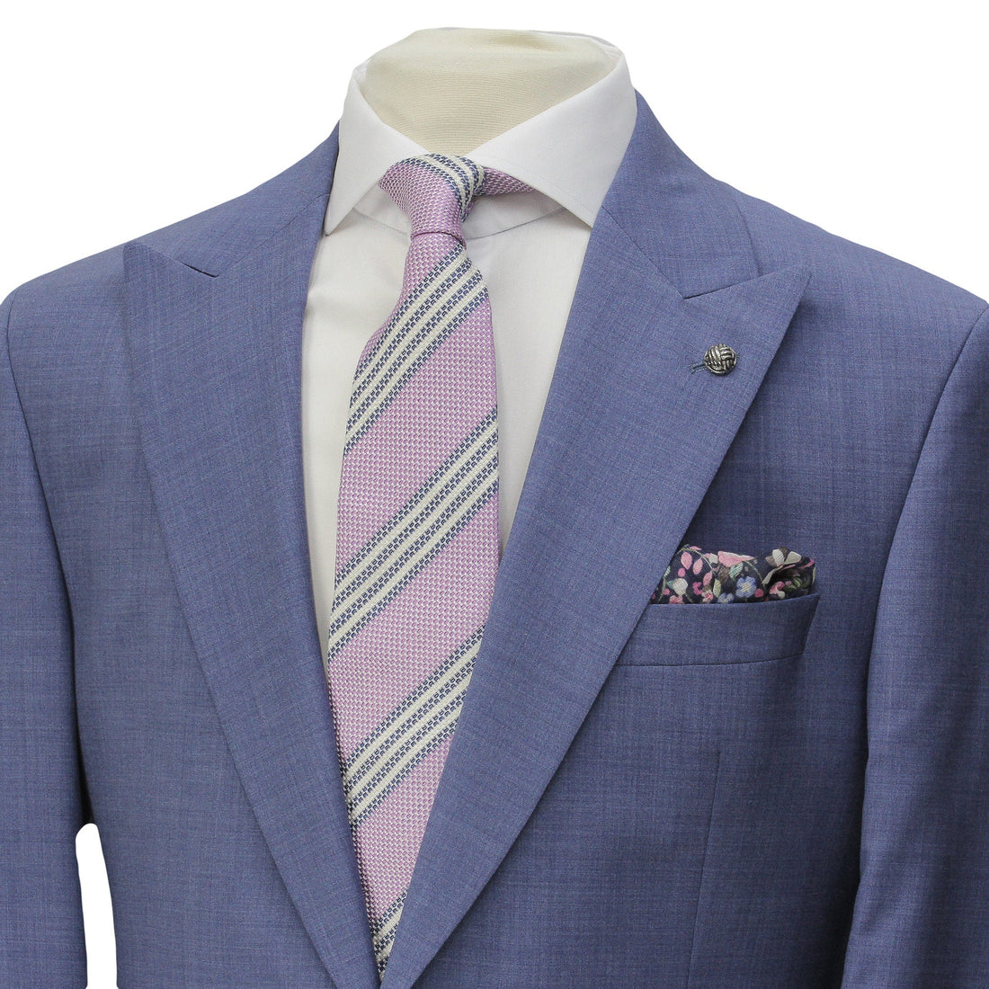 Light Blue Neat Peak Lapel Engel Modern Fit Wool Suit - Jack Victor