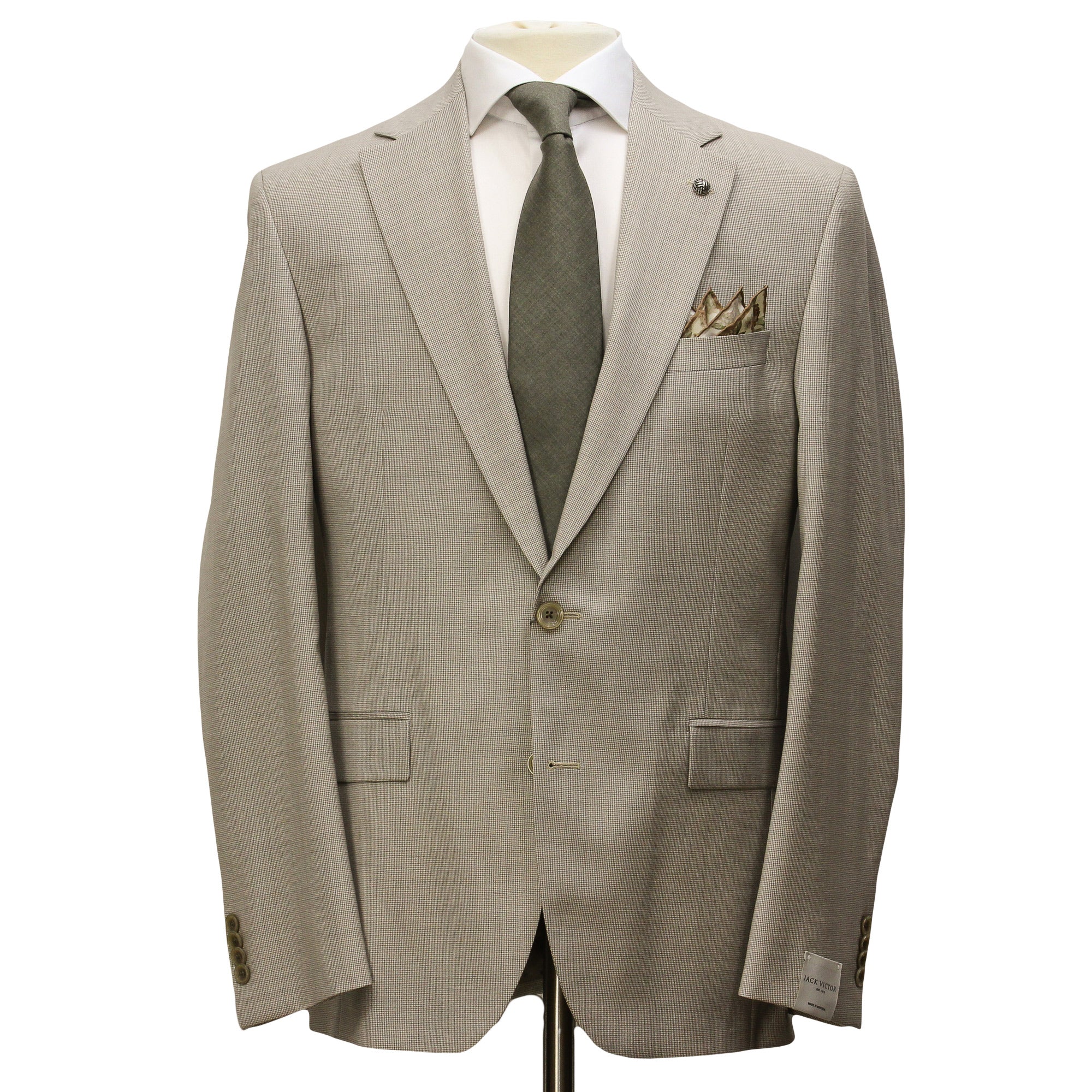 Oatmeal Micro-Houndstooth Super 100's Wool Esprit Modern Fit Suit - Jack Victor