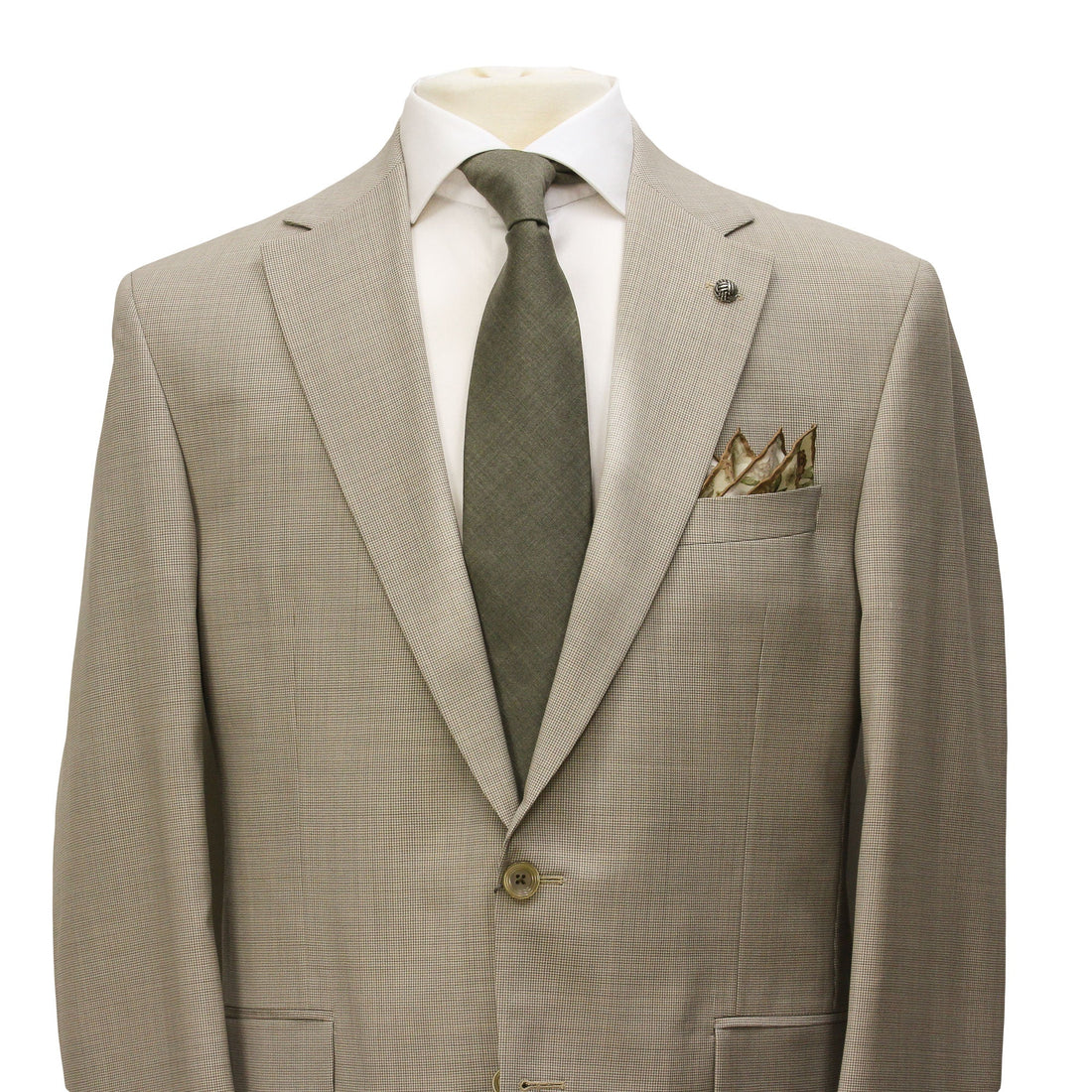 Oatmeal Micro-Houndstooth Super 100's Wool Esprit Modern Fit Suit - Jack Victor
