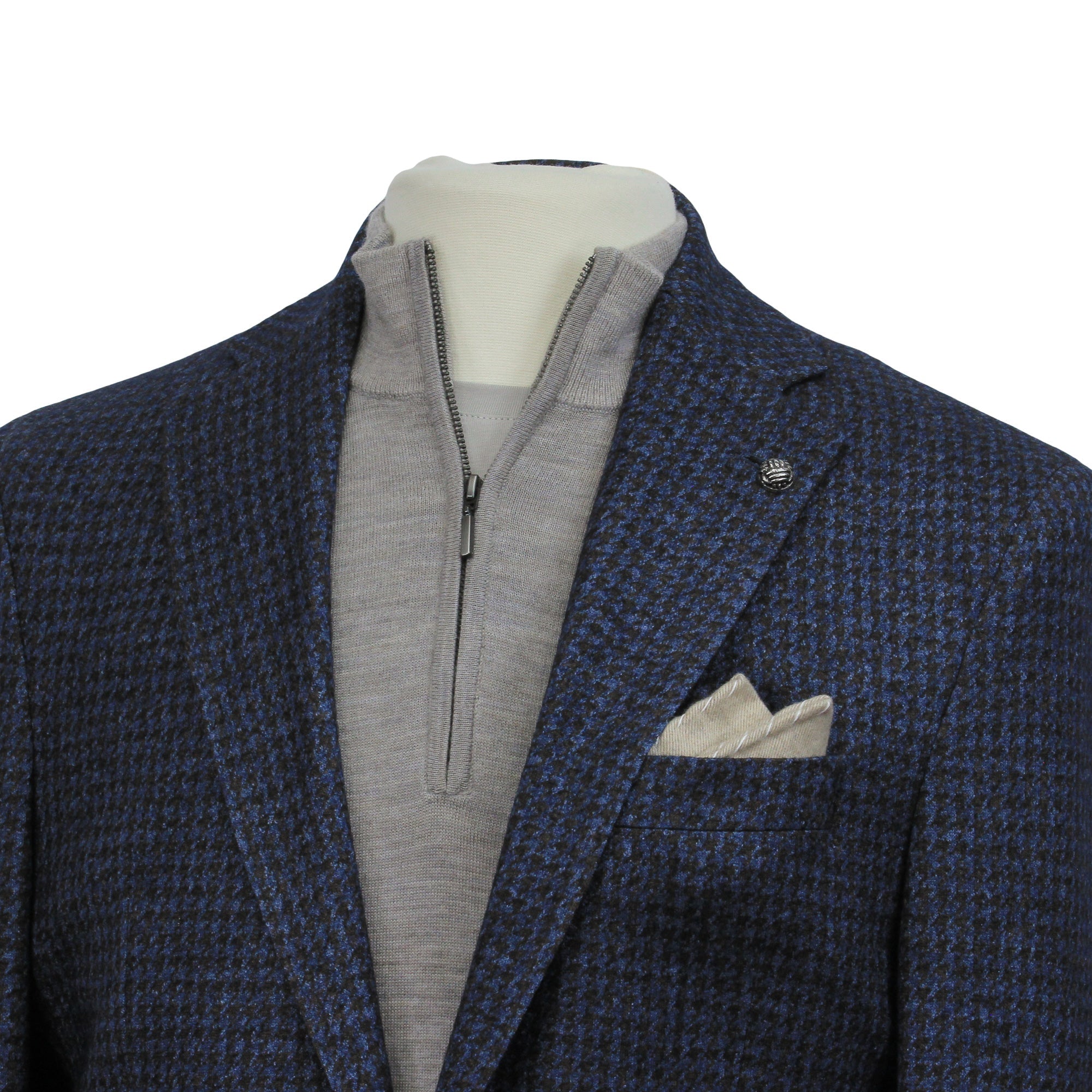 Blue/Brown Houndstooth Silk-Cashmere Hartford Contemporary Sport Jacket - Jack Victor - Boutique Jacques Last Call