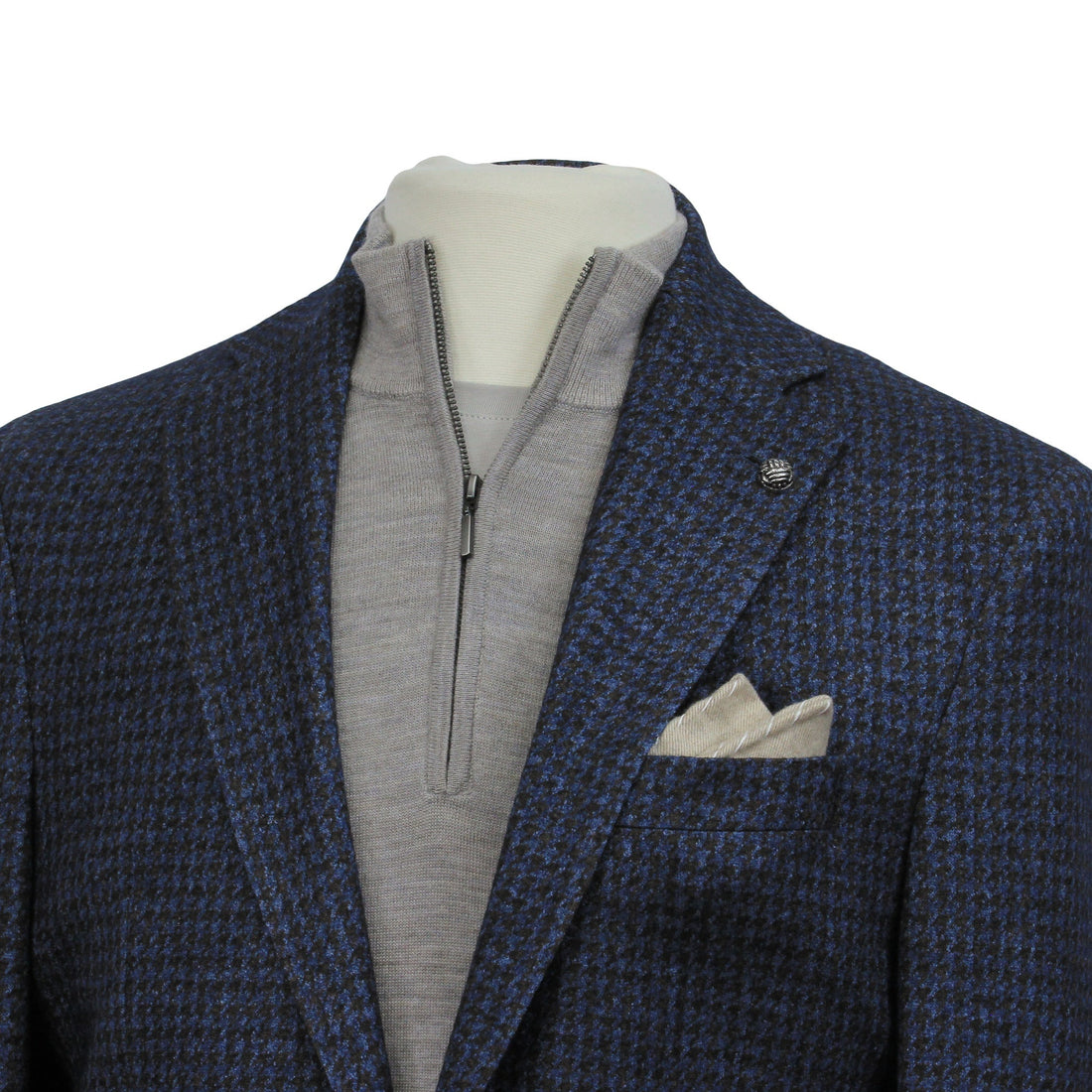 Blue/Brown Houndstooth Silk-Cashmere Hartford Contemporary Sport Jacket - Jack Victor - Boutique Jacques Last Call