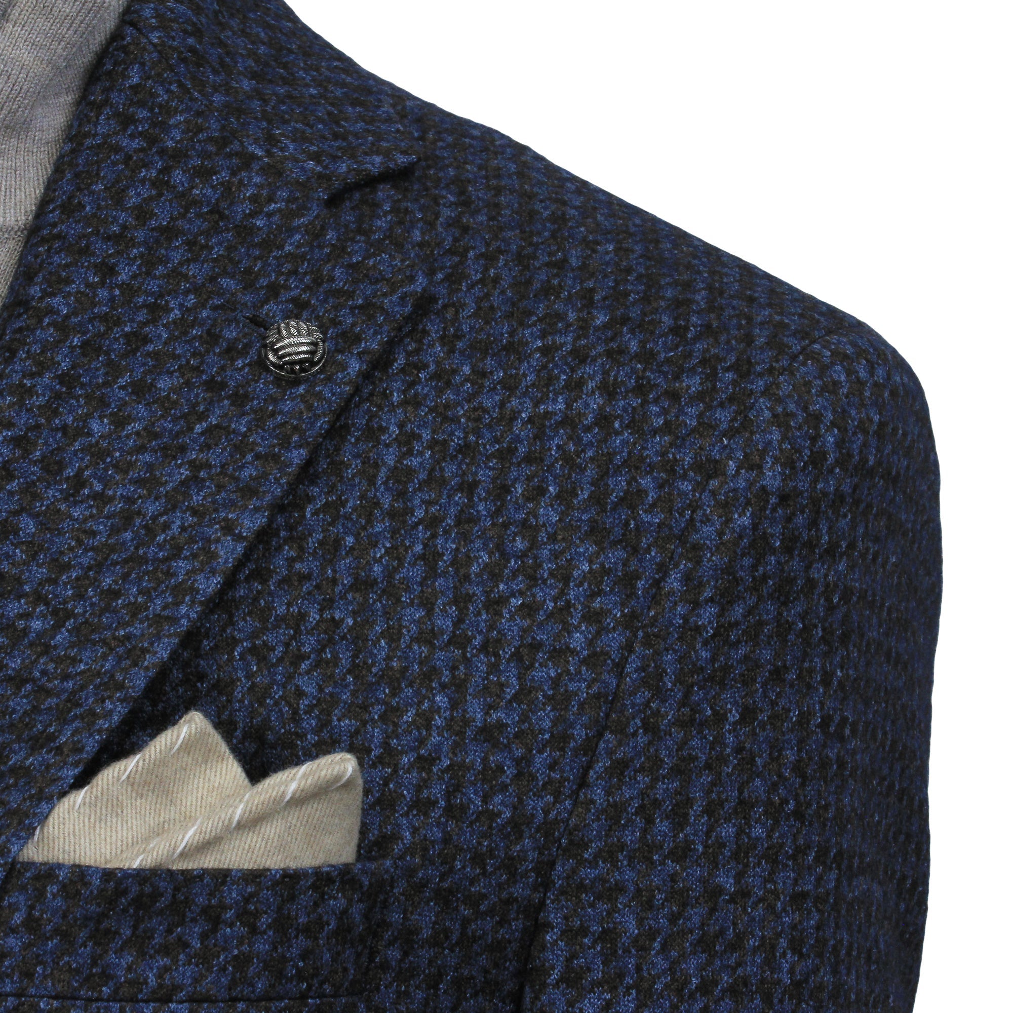 Blue/Brown Houndstooth Silk-Cashmere Hartford Contemporary Sport Jacket - Jack Victor - Boutique Jacques Last Call