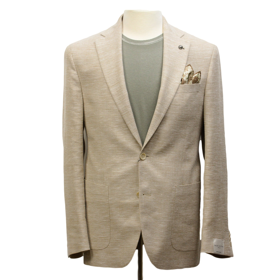 Sand Honeycomb Hampton Contemporary Fit Wool-Linen Sport Jacket - Jack Victor - Boutique Jacques Last Call