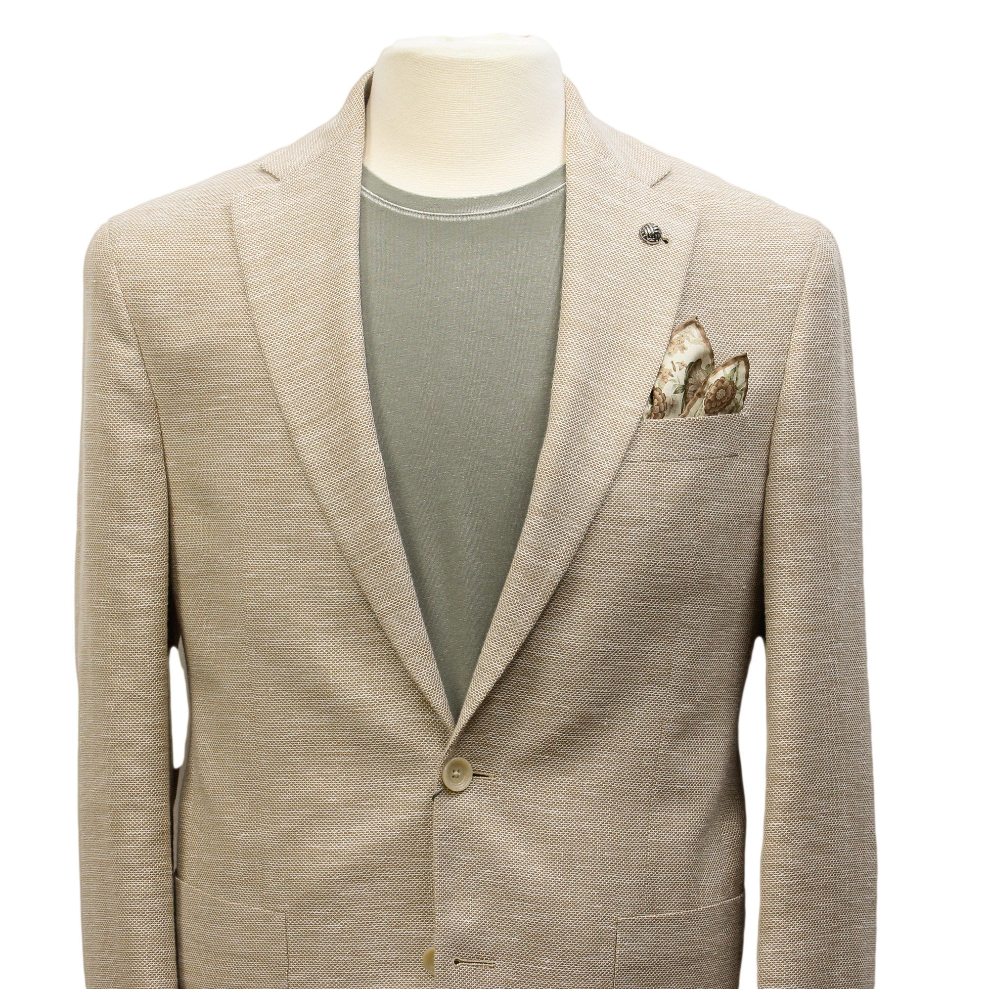 Sand Honeycomb Hampton Contemporary Fit Wool-Linen Sport Jacket - Jack Victor - Boutique Jacques Last Call