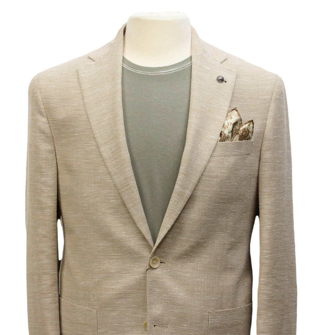 Sand Honeycomb Hampton Contemporary Fit Wool-Linen Sport Jacket - Jack Victor - Boutique Jacques Last Call