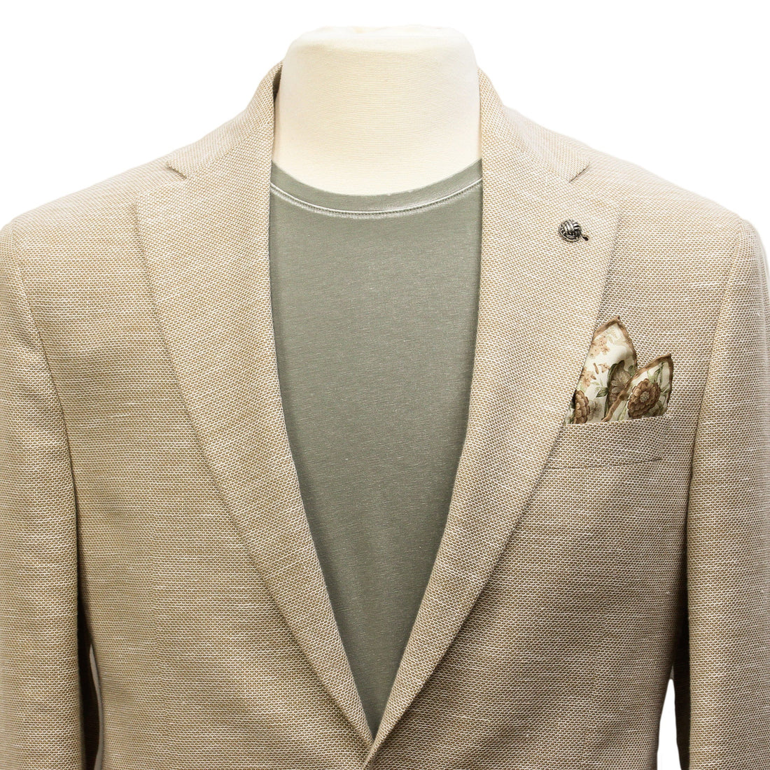 Sand Honeycomb Hampton Contemporary Fit Wool-Linen Sport Jacket - Jack Victor - Boutique Jacques Last Call