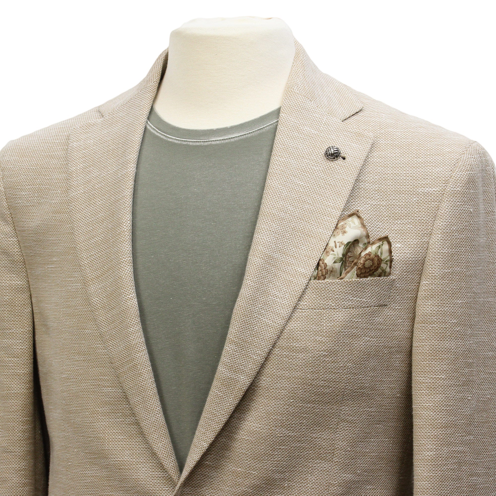 Sand Honeycomb Hampton Contemporary Fit Wool-Linen Sport Jacket - Jack Victor - Boutique Jacques Last Call