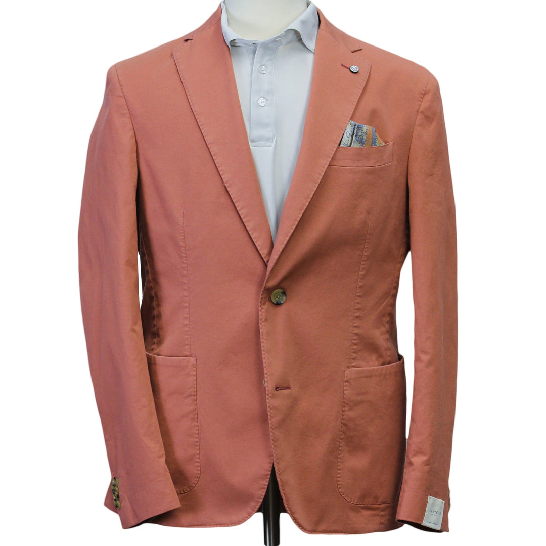 Coral Orange Eames Modern Fit Unconstructed Cotton Stretch Jacket - Jack Victor - Boutique Jacques Last Call