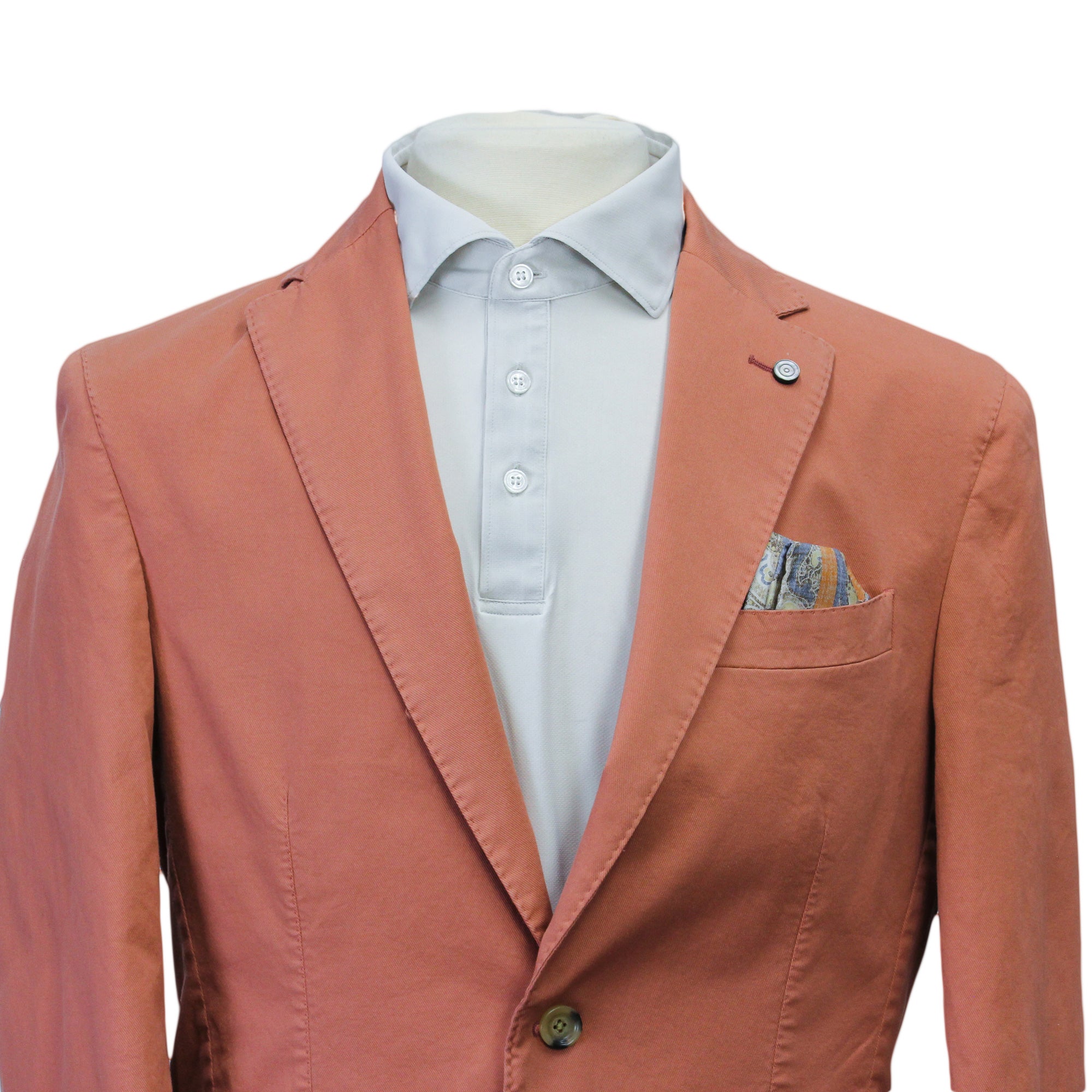 Coral Orange Eames Modern Fit Unconstructed Cotton Stretch Jacket - Jack Victor - Boutique Jacques Last Call