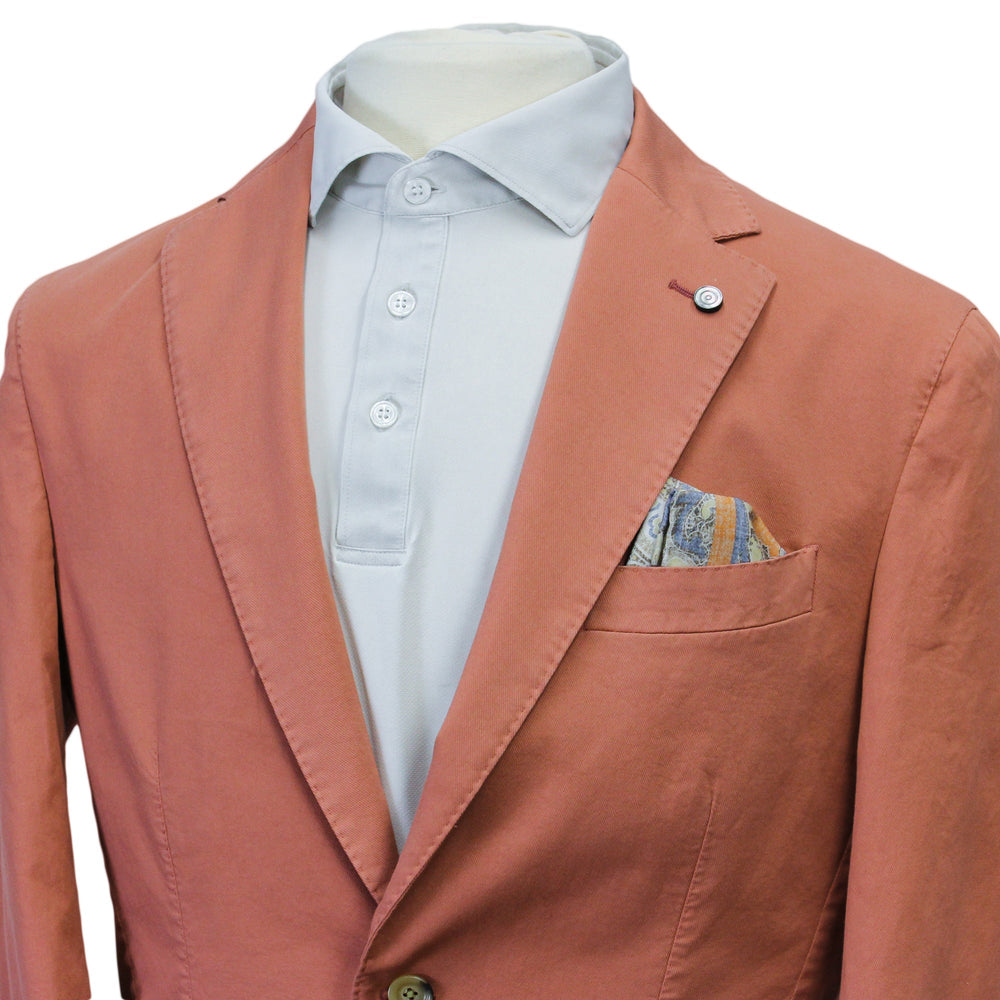 Coral Orange Eames Modern Fit Unconstructed Cotton Stretch Jacket - Jack Victor - Boutique Jacques Last Call