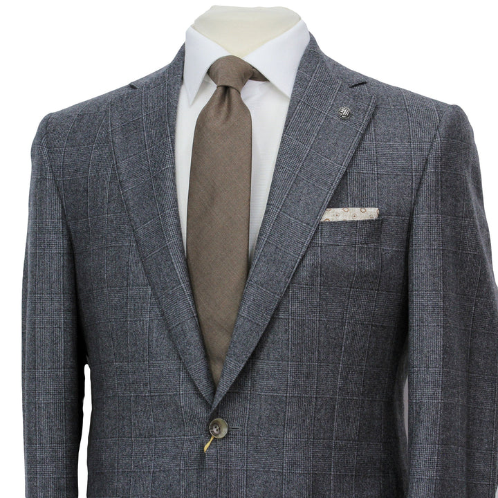 Gray Plaid Milled Reda Wool Essence Modern Fit Suit