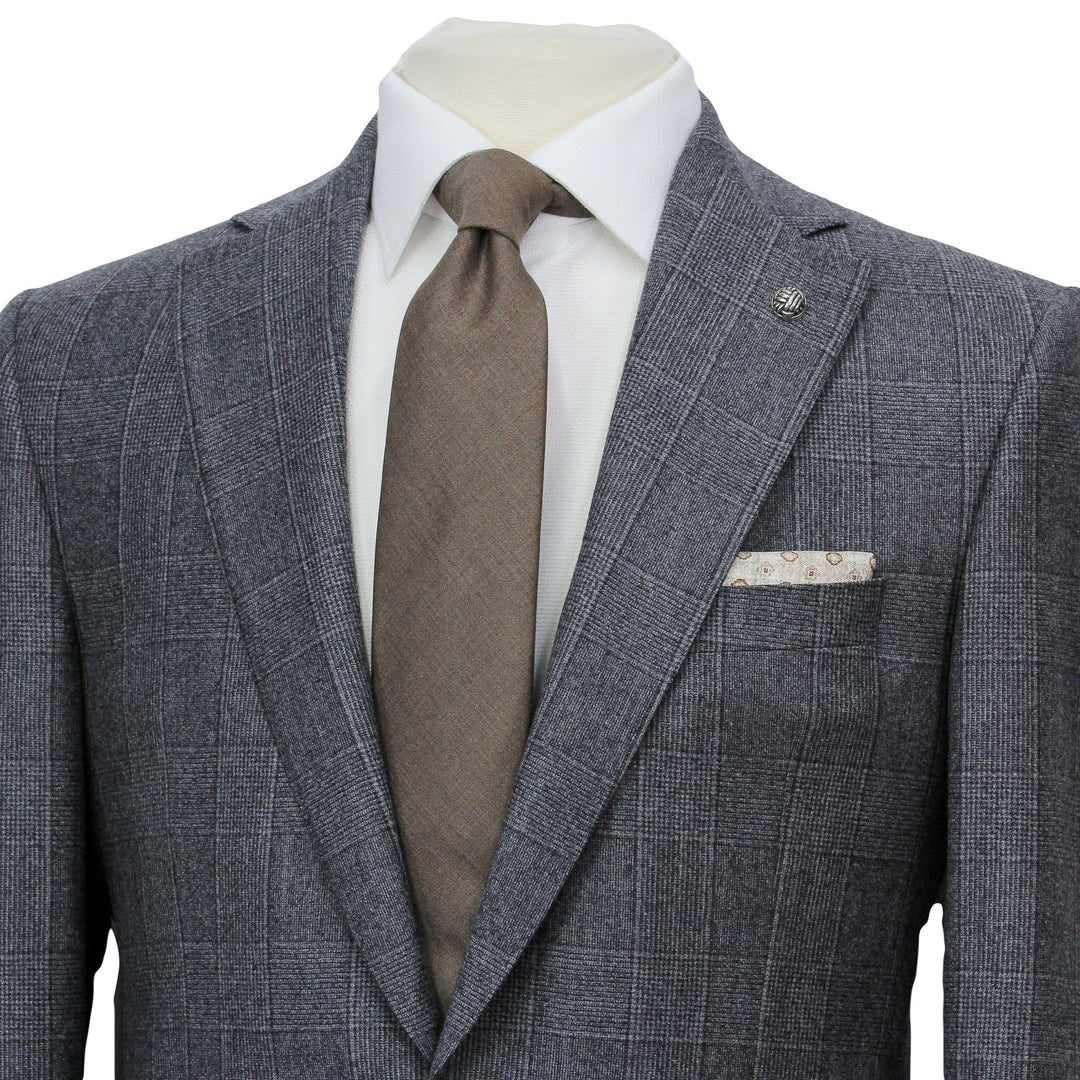 Gray Plaid Milled Reda Wool Essence Modern Fit Suit