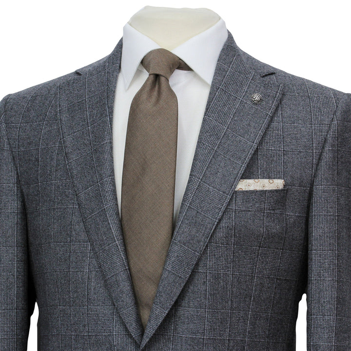 Gray Plaid Milled Reda Wool Essence Modern Fit Suit