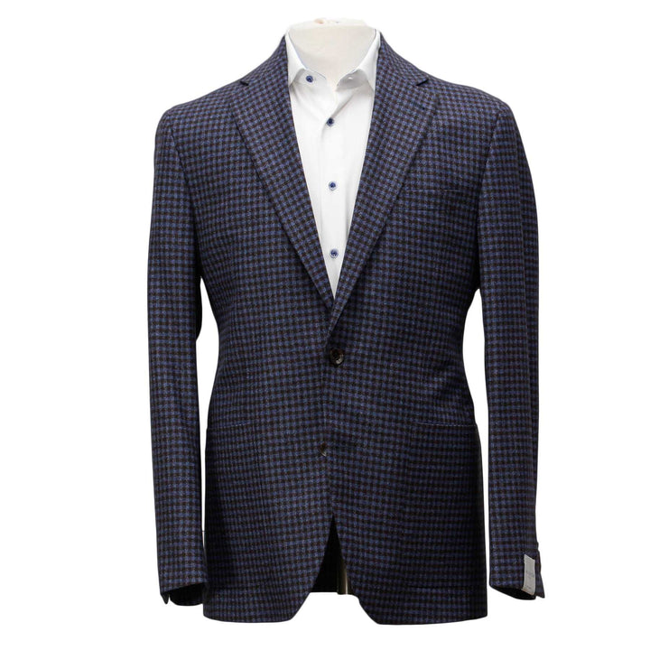 Blue and Brown Microcheck Morton Contemporary Fit Sport Coat - Jack Victor