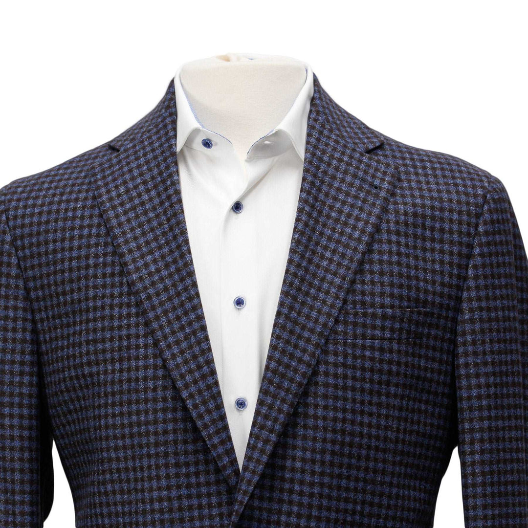 Blue and Brown Microcheck Morton Contemporary Fit Sport Coat - Jack Victor