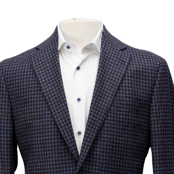 Blue and Brown Microcheck Morton Contemporary Fit Sport Coat - Jack Victor