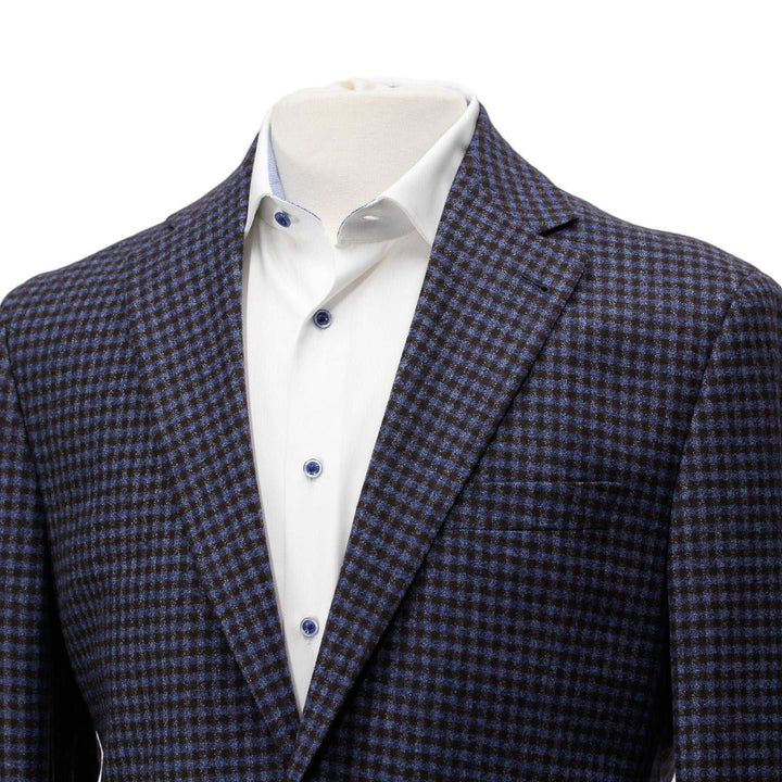 Blue and Brown Microcheck Morton Contemporary Fit Sport Coat - Jack Victor