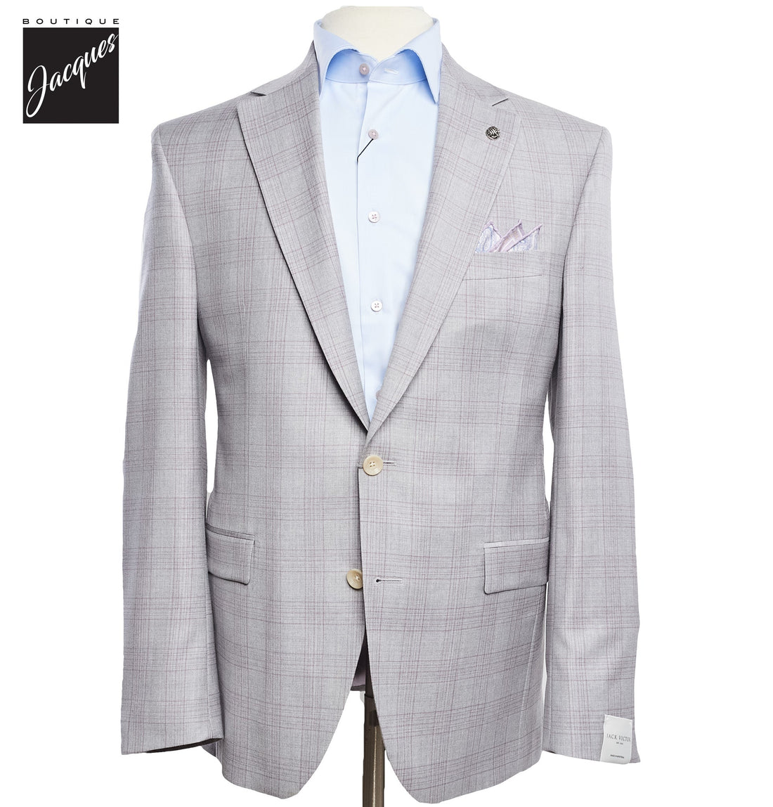 Light Gray with Lavender Check Esprit Modern Fit Wool Suit - Jack Victor