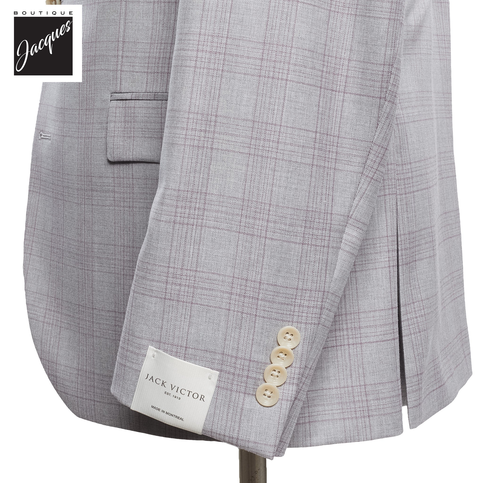 Light Gray with Lavender Check Esprit Modern Fit Wool Suit - Jack Victor