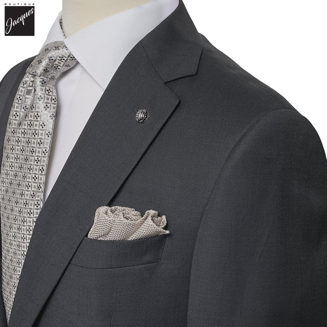 Charcoal Gray Solid Wool Esprit Modern Fit Suit - Jack Victor