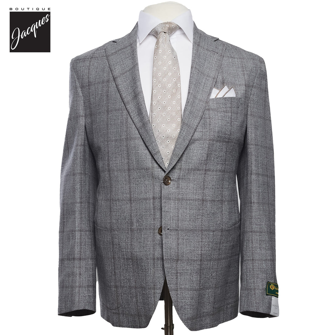 Gray Check Irving Contemporary Fit Wool Suit - Jack Victor - Boutique Jacques Last Call