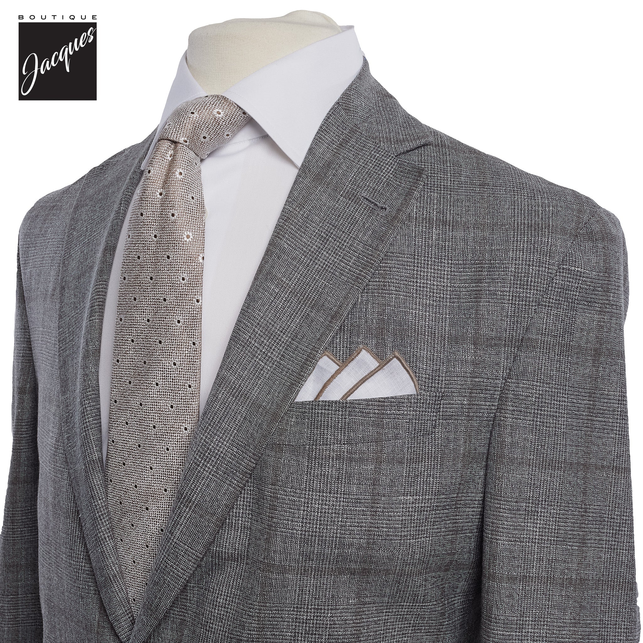 Gray Check Irving Contemporary Fit Wool Suit - Jack Victor - Boutique Jacques Last Call